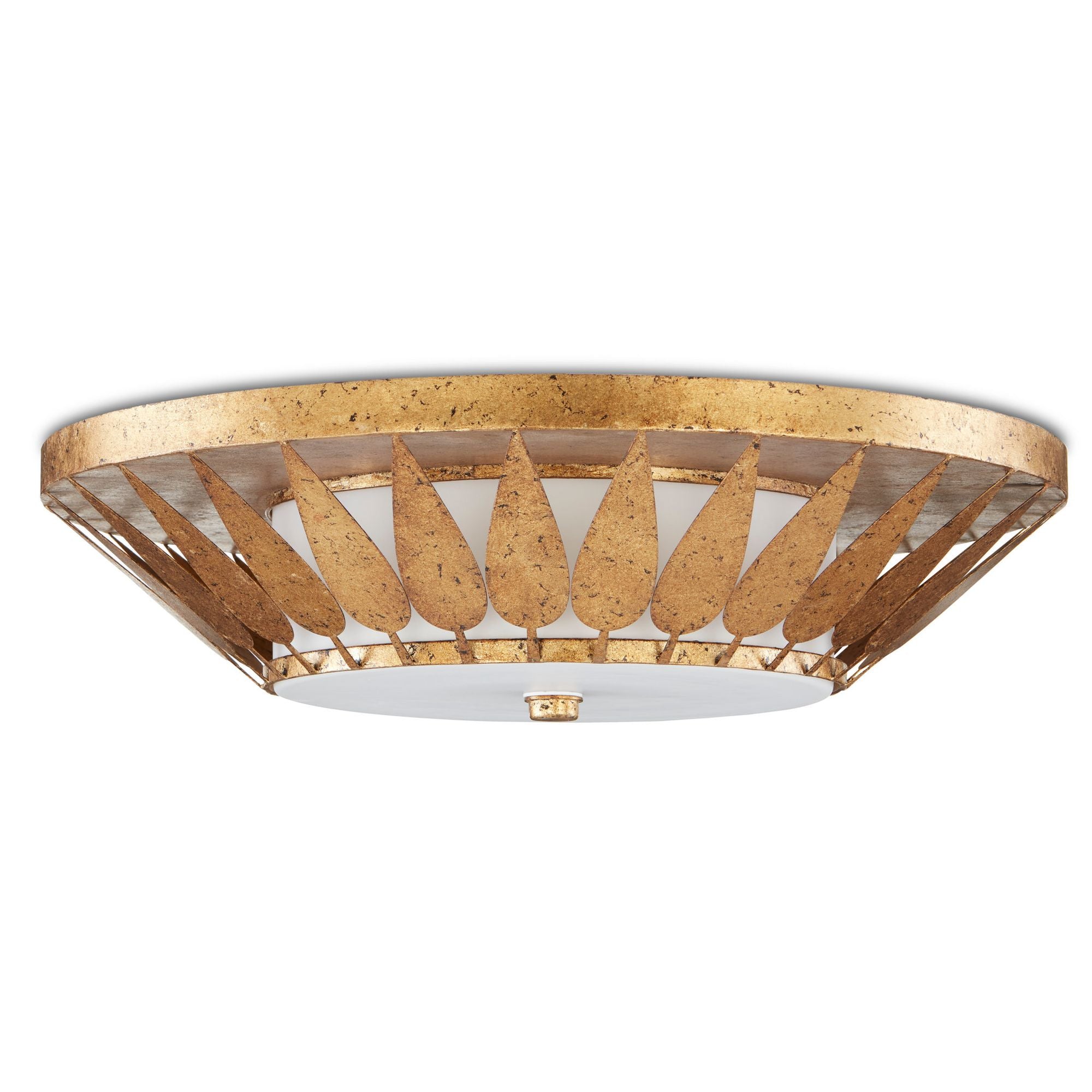 Floris Gold Flush Mount - New Gold Leaf/Milky Glass