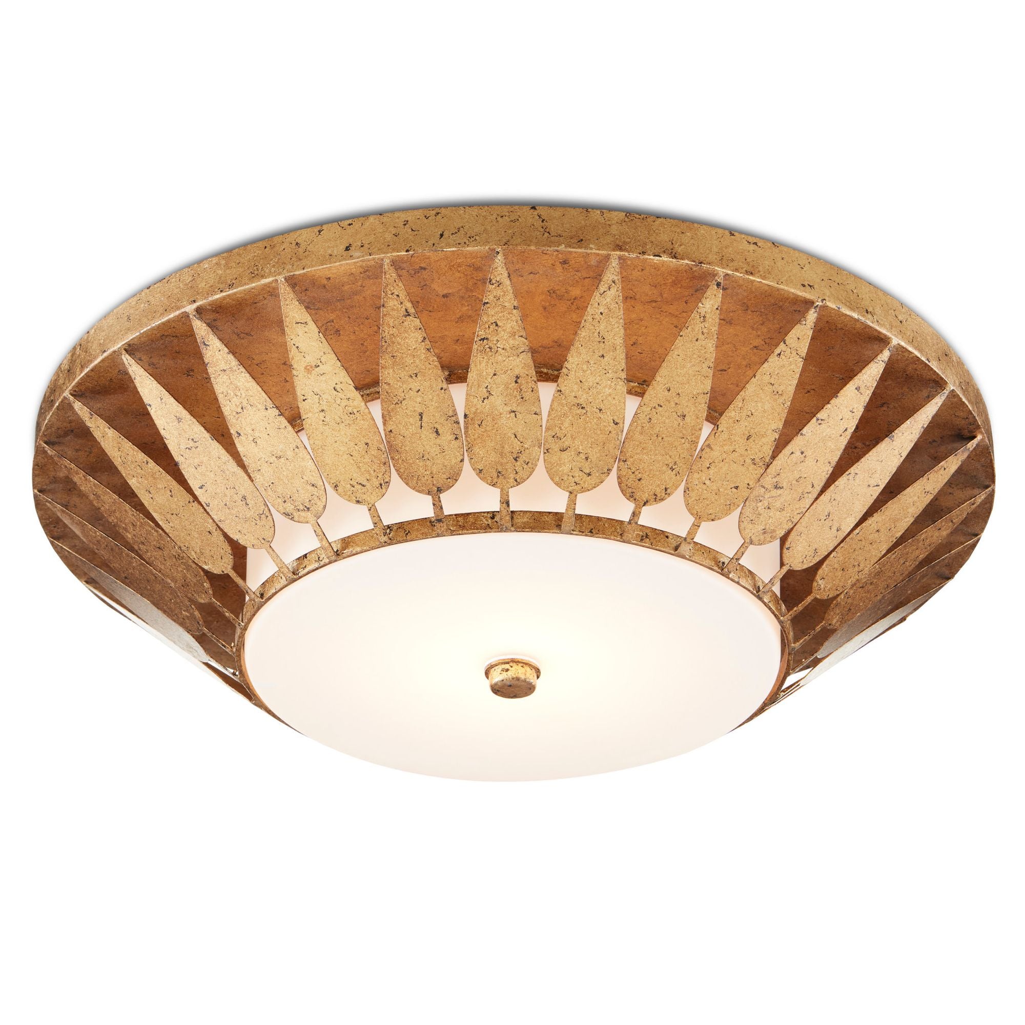 Floris Gold Flush Mount - New Gold Leaf/Milky Glass