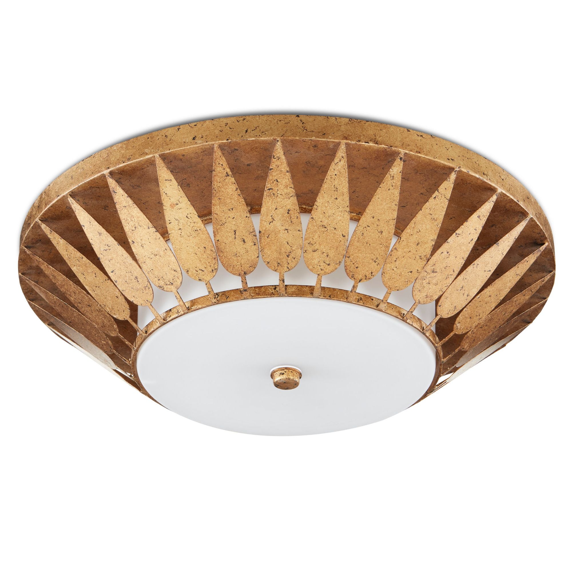 Floris Gold Flush Mount - New Gold Leaf/Milky Glass