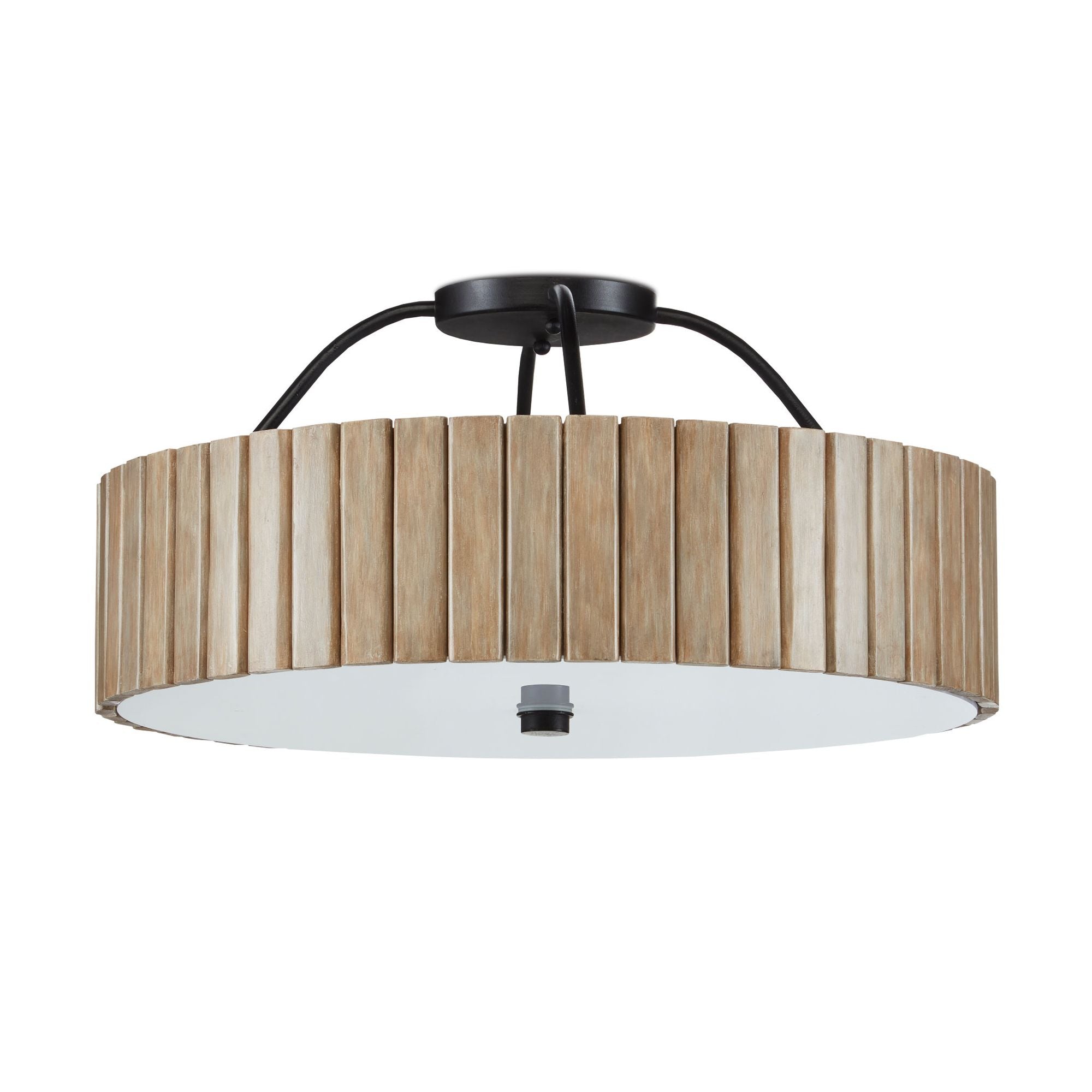 Tetterby Bamboo Semi-Flush Mount - Taupe/Black