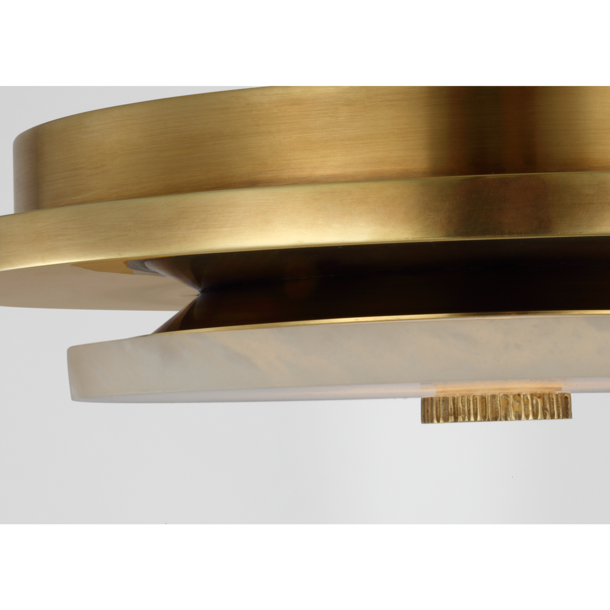 Anne-Marie Barton Lunara 11" Flush Mount in Antique-Burnished Brass with Alabaster W11" x H2.75"