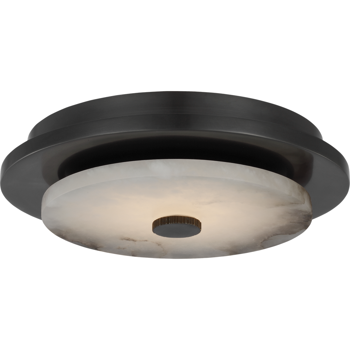 Anne-Marie Barton Lunara 11" Flush Mount in Bronze with Alabaster W11" x H2.75"