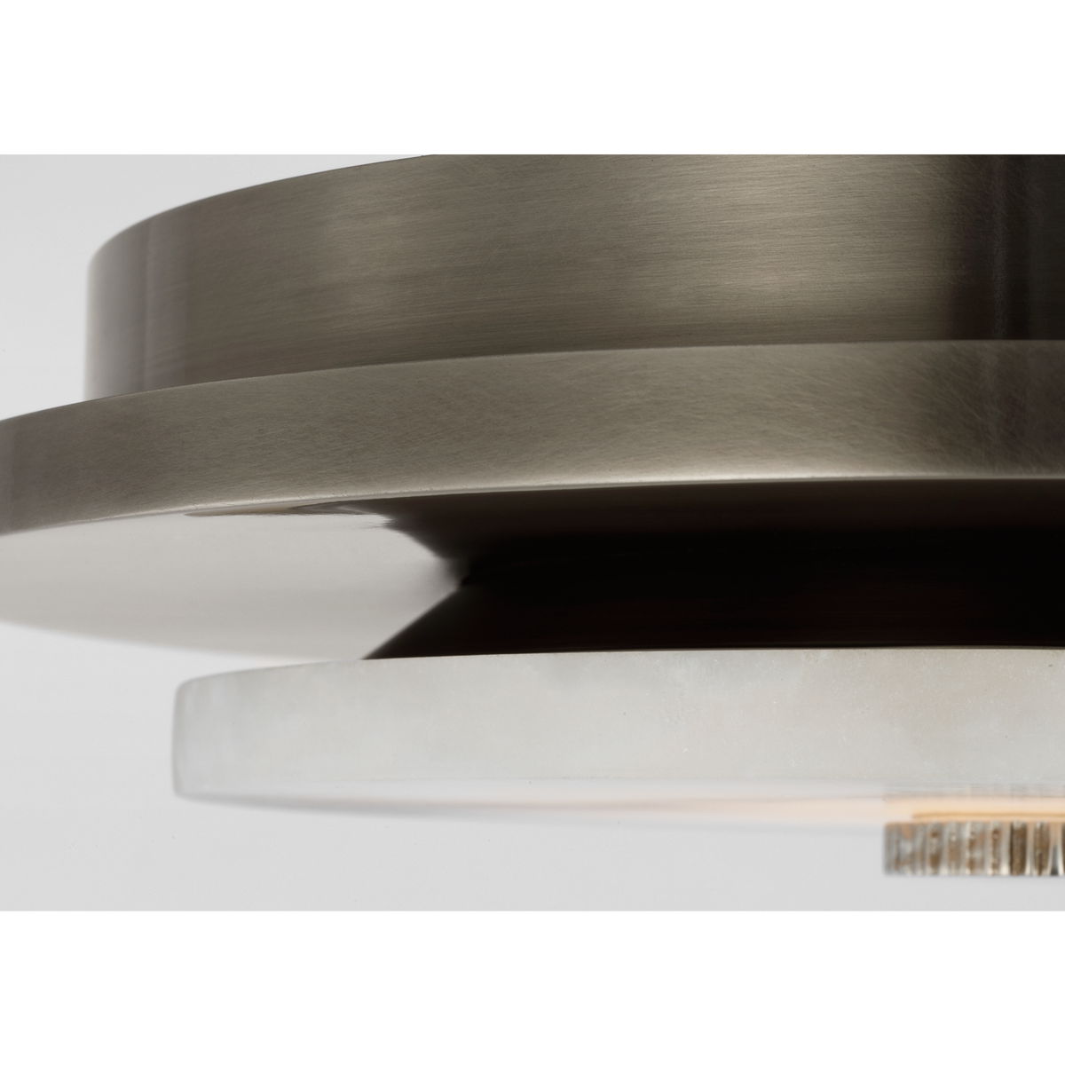 Anne-Marie Barton Lunara 11" Flush Mount in Pewter with Alabaster W11" x H2.75"