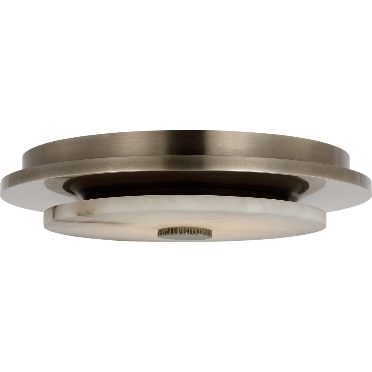 Anne-Marie Barton Lunara 14" Flush Mount in Pewter with Alabaster W14" x H2.75"