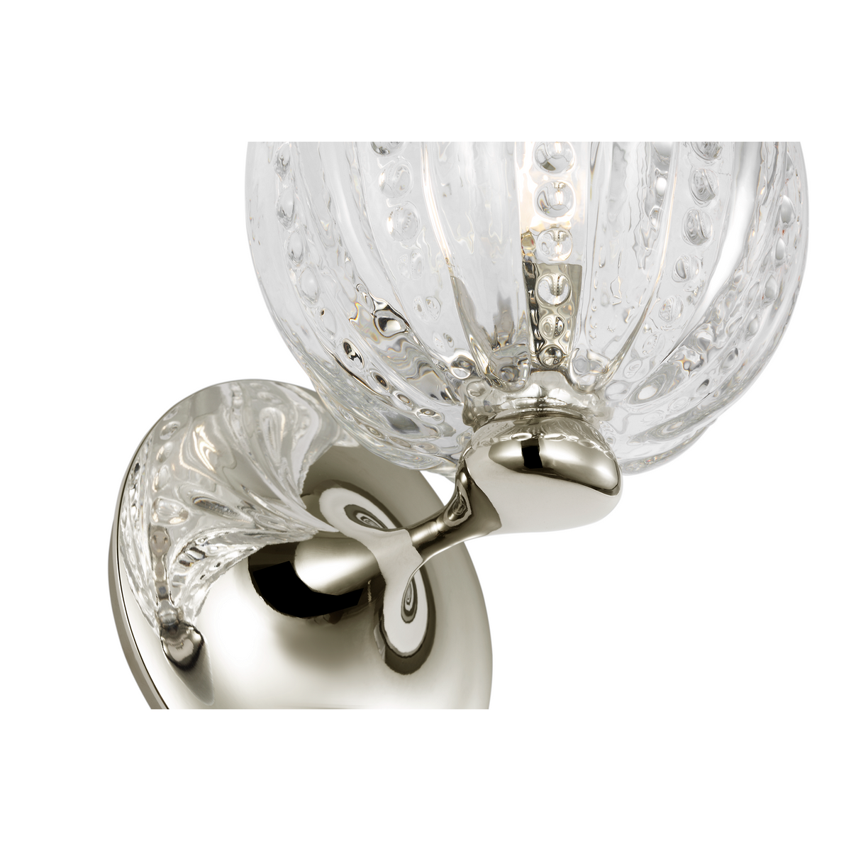 AERIN Lazari Single Bath Sconce in Polished Nickel with Clear Glass W6" x H8.75" x E7"