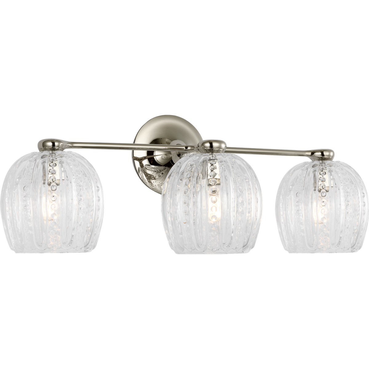AERIN Lazari Triple Bath Sconce in Polished Nickel with Clear Glass W23" x H8.75" x E9"