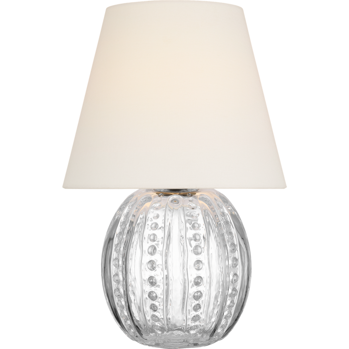 AERIN Lazari 13" Cordless Accent Lamp in Clear Glass with Linen Shade W8.5" x H12.5"