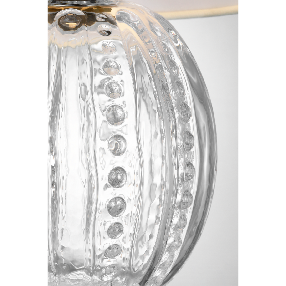 AERIN Lazari 13" Cordless Accent Lamp in Clear Glass with Linen Shade W8.5" x H12.5"