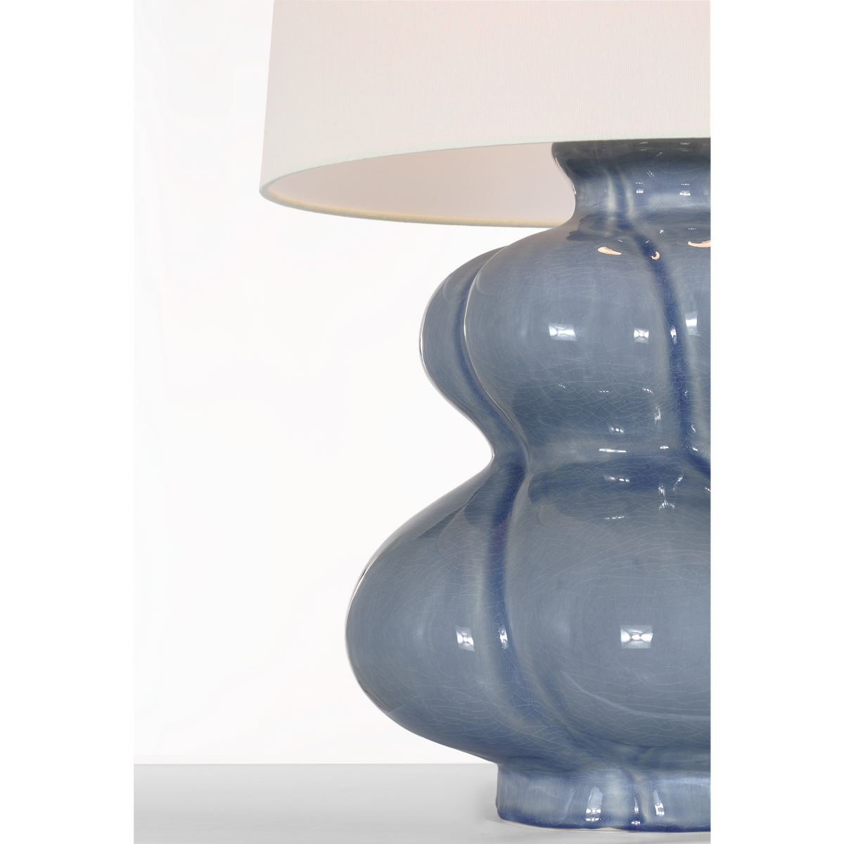 AERIN Marlene 25" Table Lamp in Polar Blue Crackle with Linen Shade W16" x H25.25"