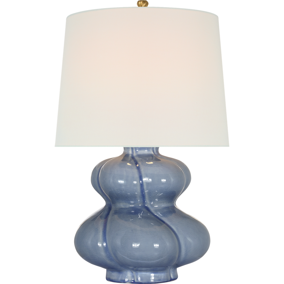 AERIN Marlene 25" Table Lamp in Polar Blue Crackle with Linen Shade W16" x H25.25"