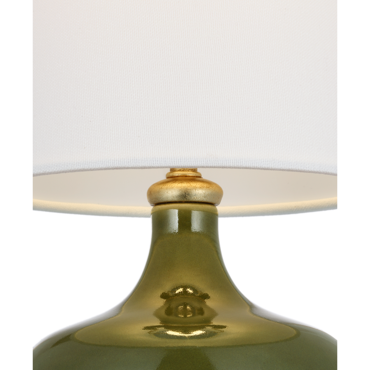 AERIN Cassis 18" Table Lamp in Green with Linen Shade W7.25" x H17.5"