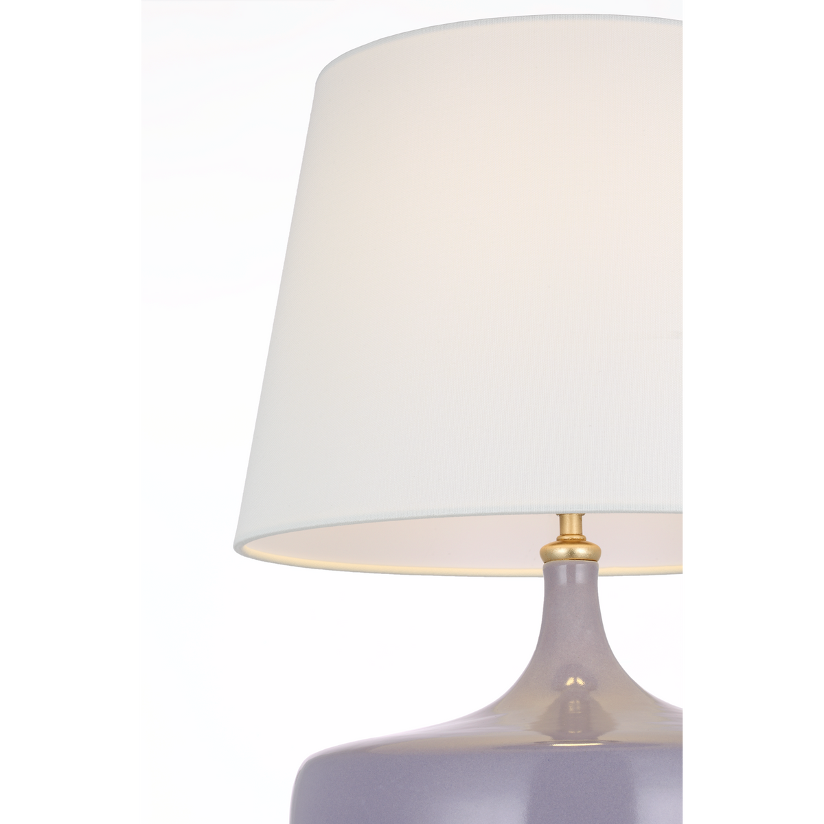 AERIN Cassis 19" Low Wide Table Lamp in Lilac with Linen Shade W14" x H19"
