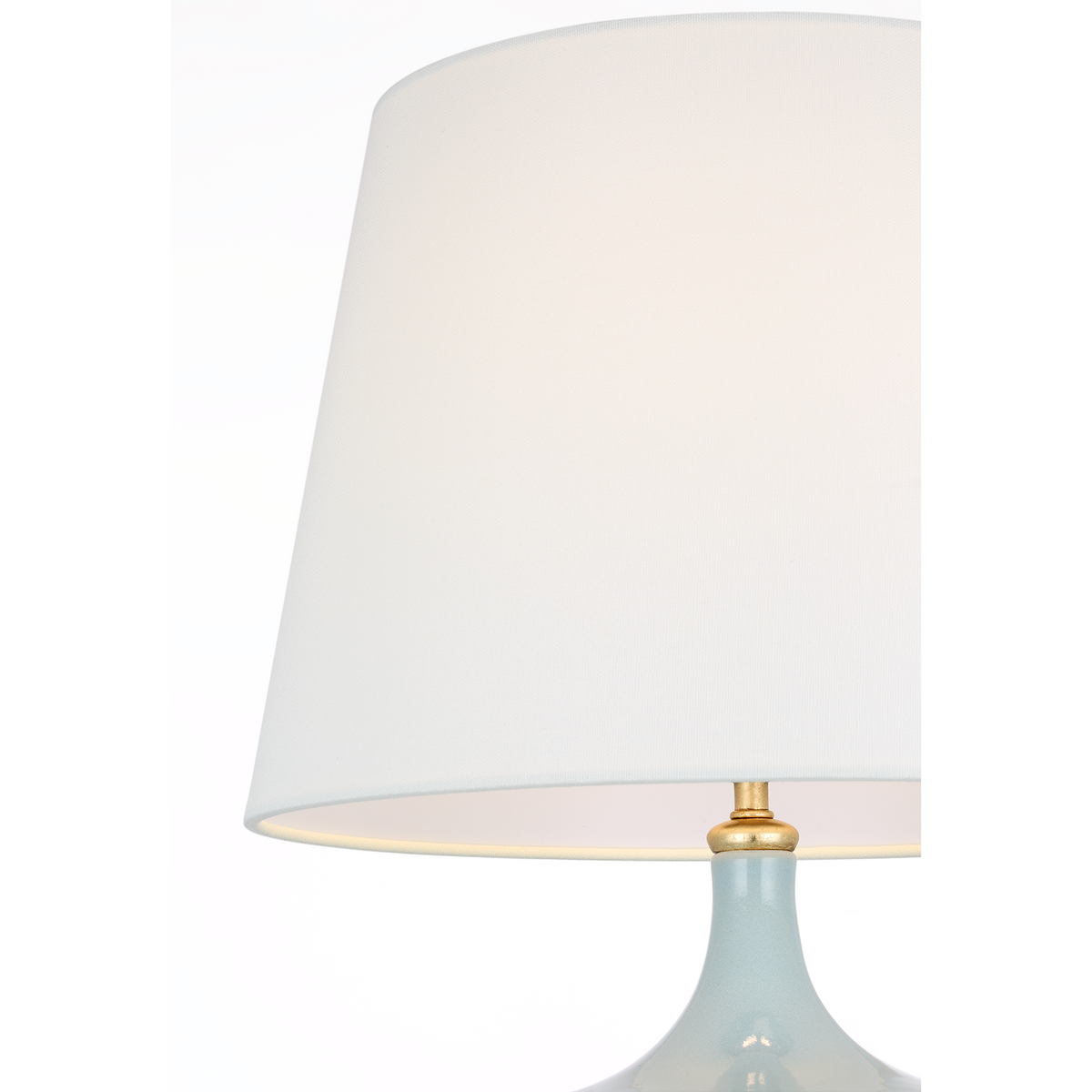 AERIN Cassis 19" Low Wide Table Lamp in Pale Blue with Linen Shade W14" x H19"