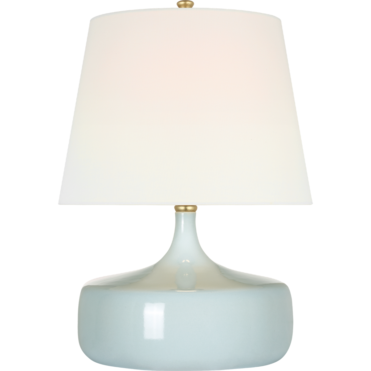 AERIN Cassis 19" Low Wide Table Lamp in Pale Blue with Linen Shade W14" x H19"