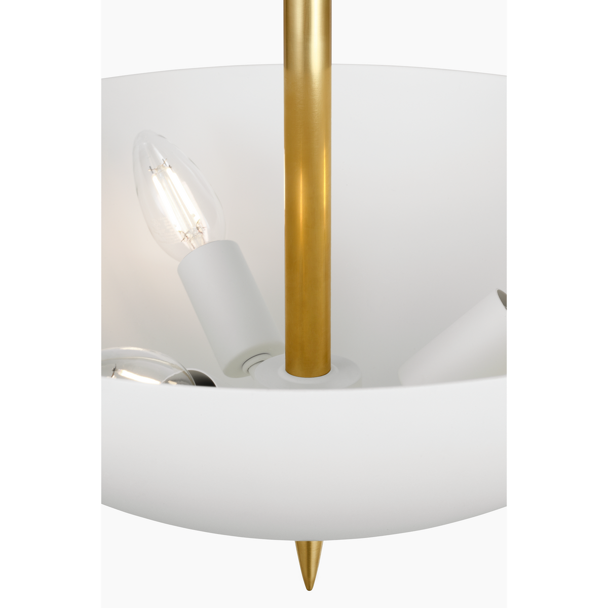 AERIN Orsini 16" Semi-Flush Mount in Hand-Rubbed Antique Brass with Plaster White Shade W15.75" x H11"