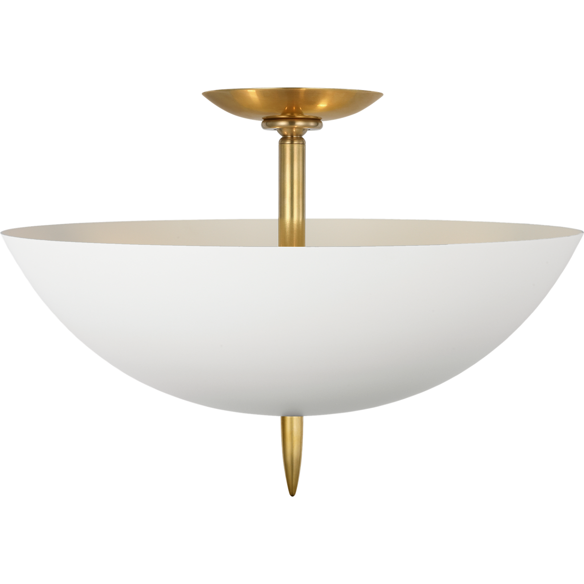 AERIN Orsini 16" Semi-Flush Mount in Hand-Rubbed Antique Brass with Plaster White Shade W15.75" x H11"