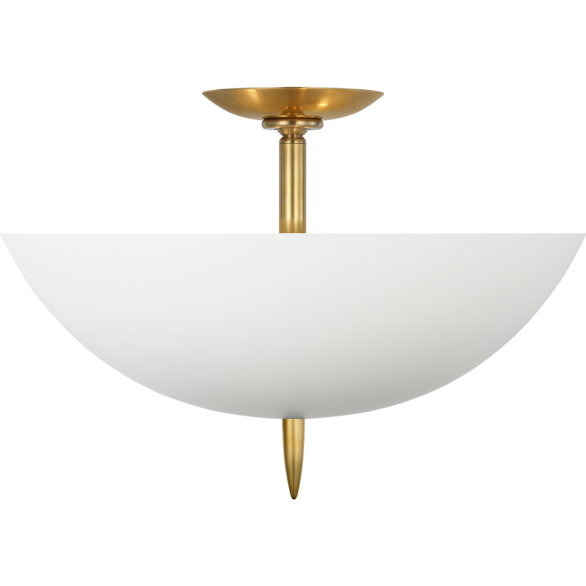 AERIN Orsini 16" Semi-Flush Mount in Hand-Rubbed Antique Brass with Plaster White Shade W15.75" x H11"