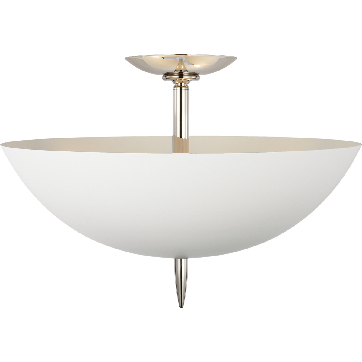 AERIN Orsini 16" Semi-Flush Mount in Polished Nickel with Plaster White Shade W15.75" x H11"