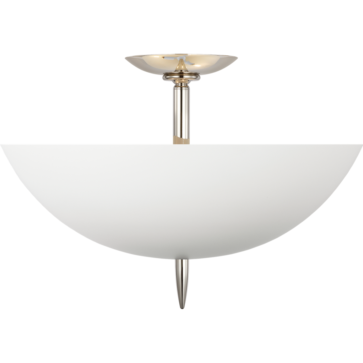 AERIN Orsini 16" Semi-Flush Mount in Polished Nickel with Plaster White Shade W15.75" x H11"