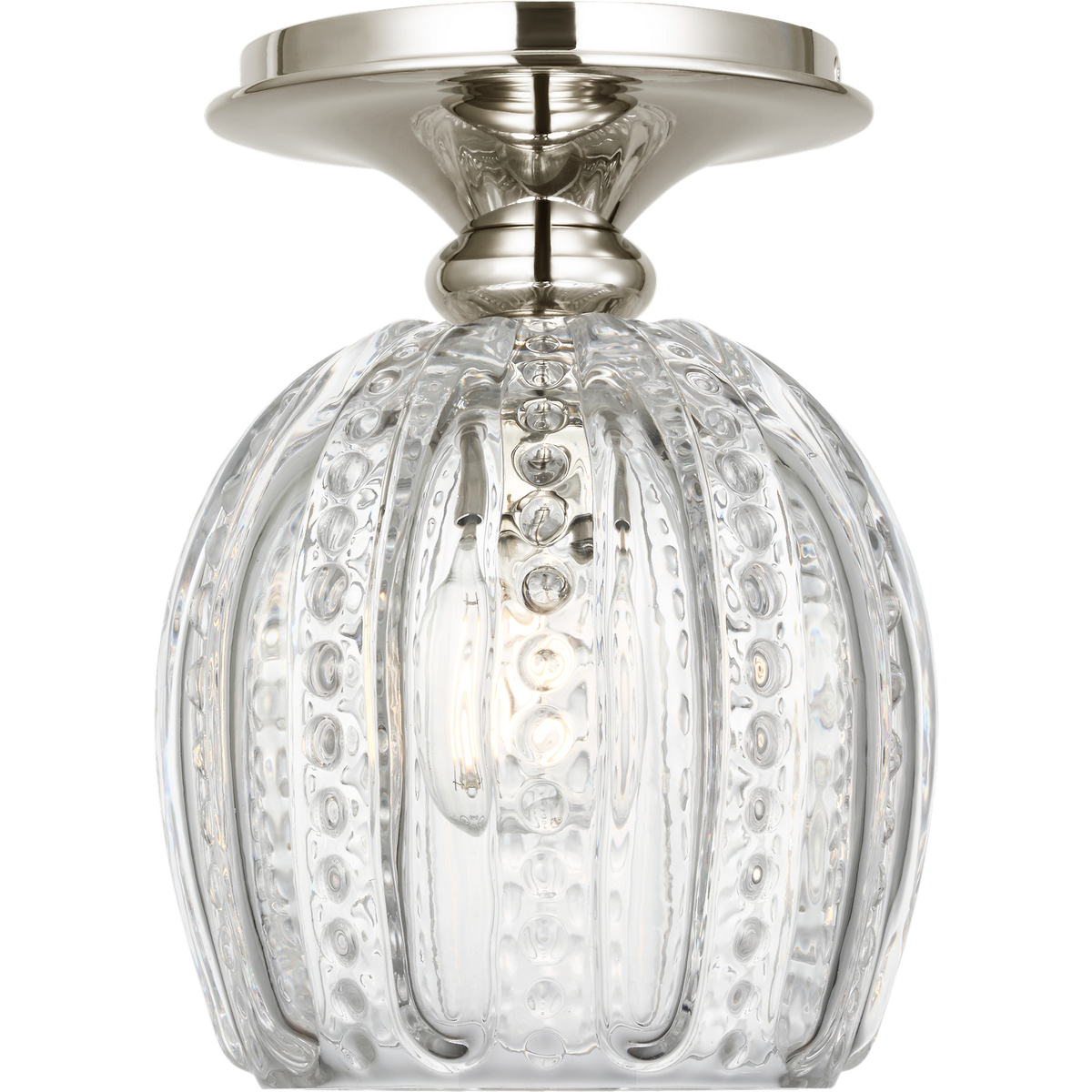 AERIN Lazari 6 inch flush mount in polished nickel with clear glass, alternate full view