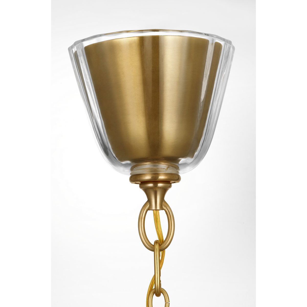 AERIN Varenna 19" Pendant in Hand-Rubbed Antique Brass with Clear and White Glass W19.25" x H24.5"