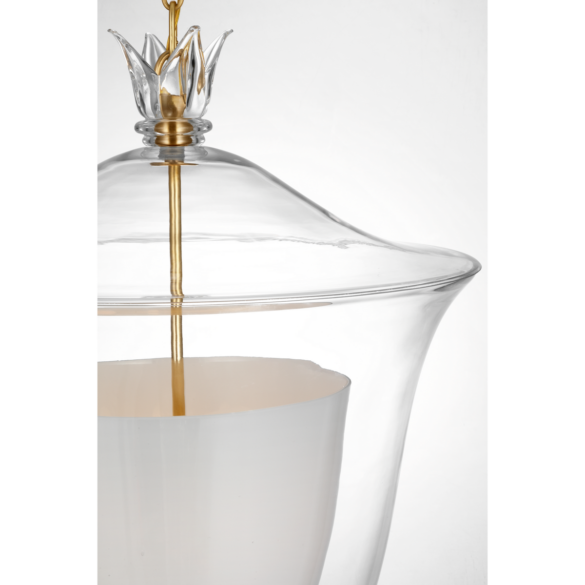 AERIN Varenna 19" Pendant in Hand-Rubbed Antique Brass with Clear and White Glass W19.25" x H24.5"