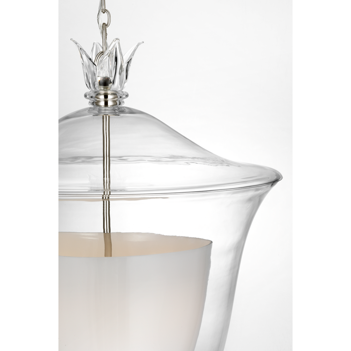 AERIN Varenna 19" Pendant in Polished Nickel with Clear and White Glass W19.25" x H24.5"
