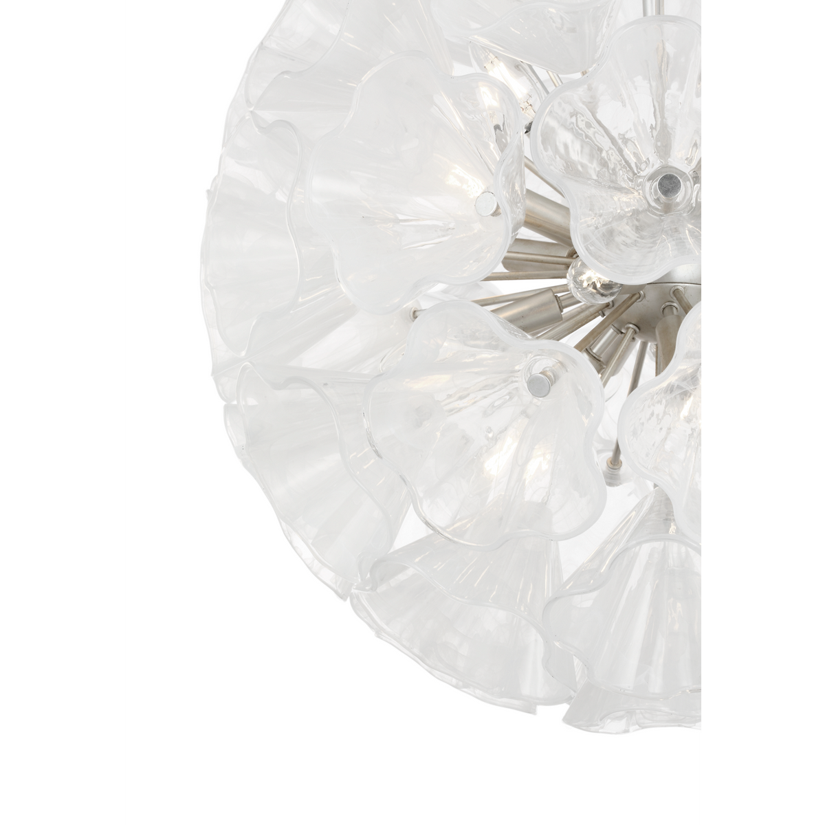 AERIN Livenza 25" Chandelier in Burnished Silver Leaf with White Strie Glass W25.25" x H27"