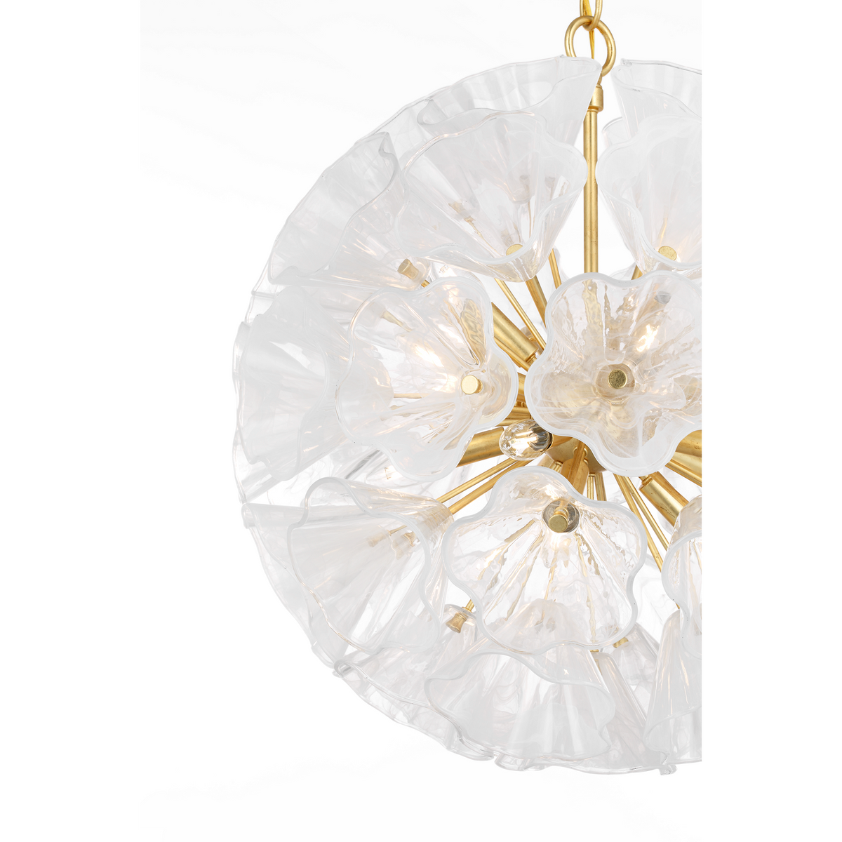 AERIN Livenza 25" Chandelier in Gild with White Strie Glass W25.25" x H27"