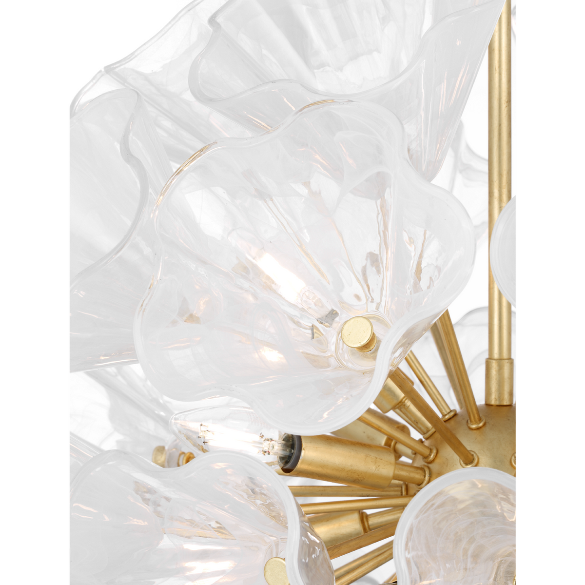 AERIN Livenza 25" Chandelier in Gild with White Strie Glass W25.25" x H27"