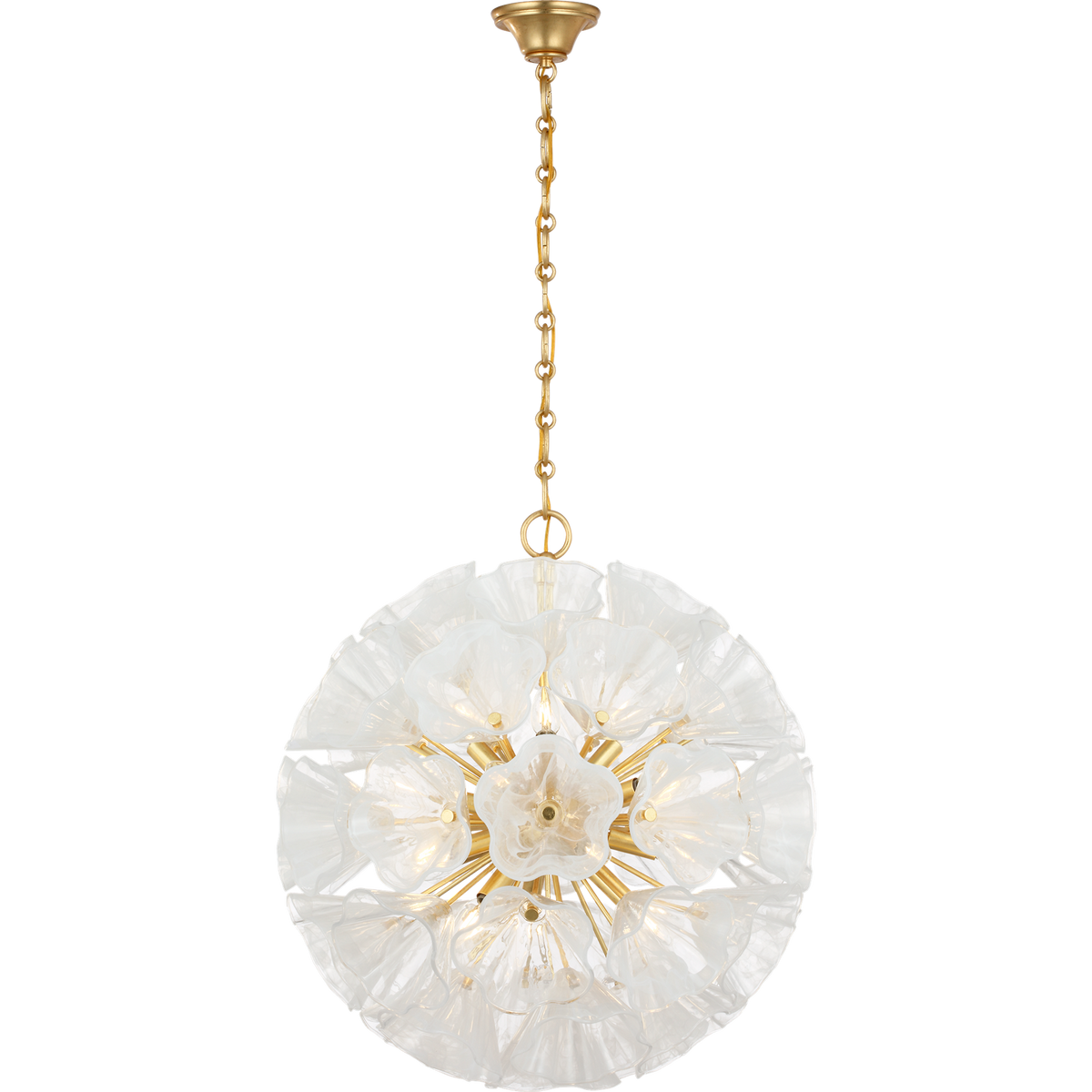 AERIN Livenza 25" Chandelier in Gild with White Strie Glass W25.25" x H27"