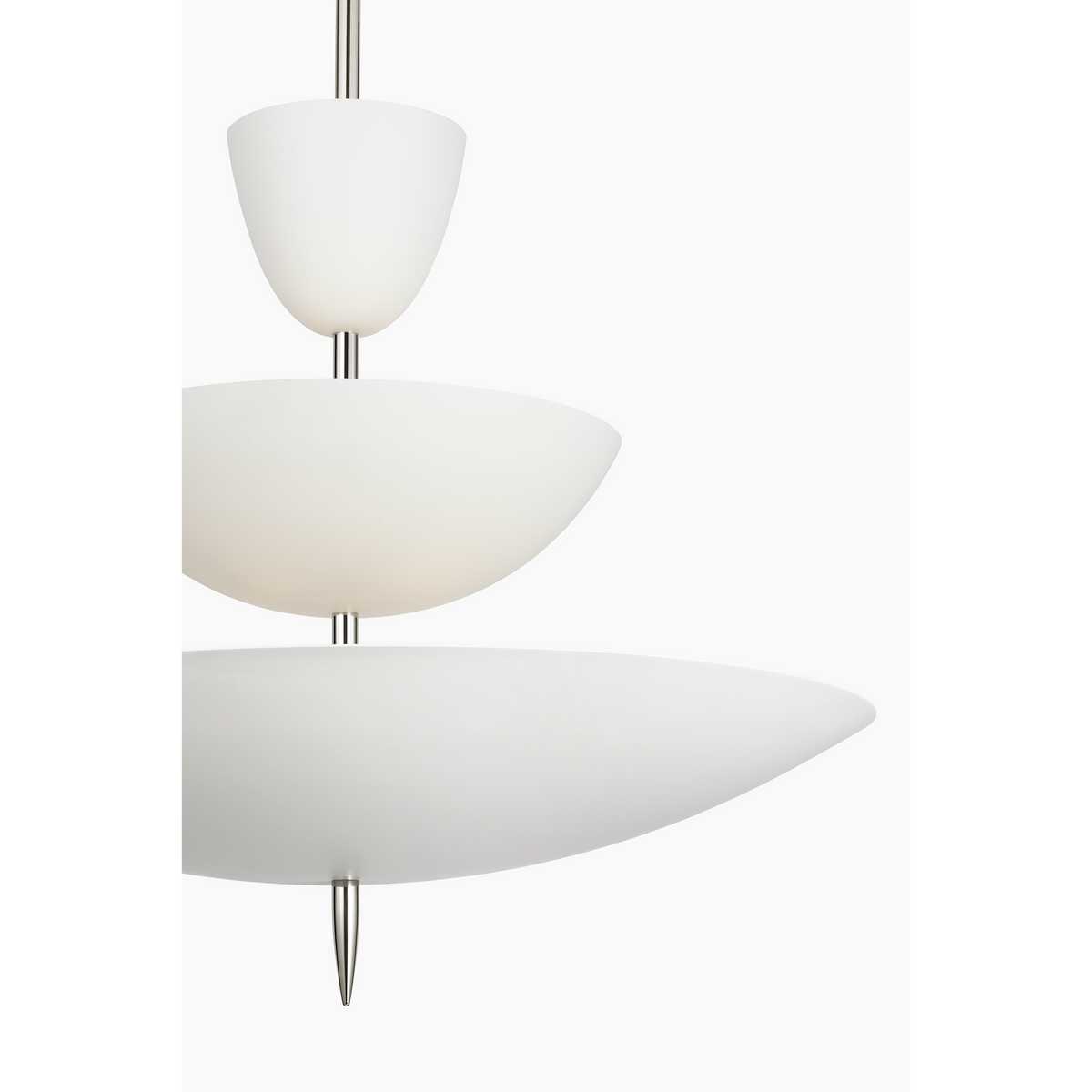 AERIN Orsini 30" Three Tier Chandelier in Polished Nickel with Plaster White Shades W29.75"