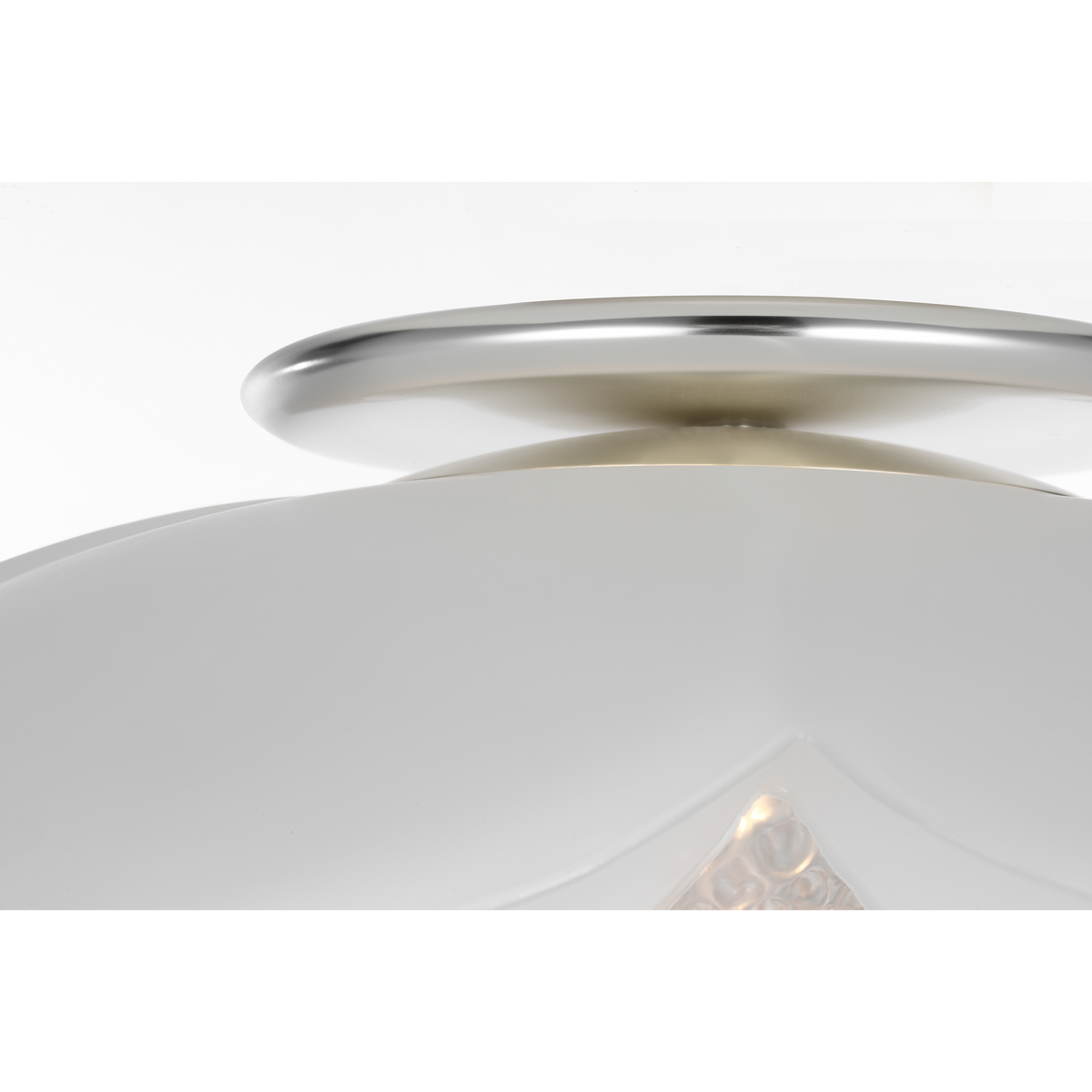 Barbara Barry Petaluma 16" Flush Mount in Soft Silver with Etched and Clear Glass Flowers W15.5" x H4.5"