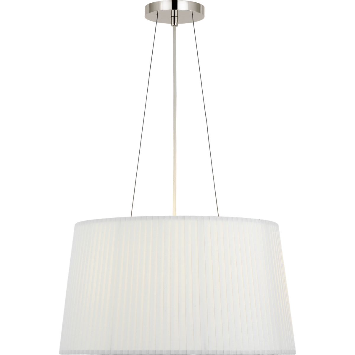 Barbara Barry Halo 19" Fabric Hanging Shade in Polished Nickel with Silk Wrapped Shade W19"