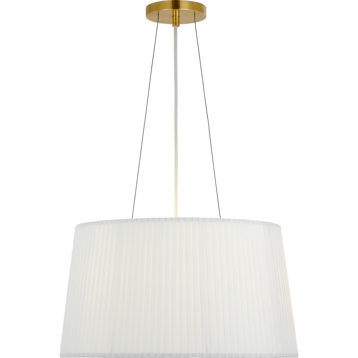 Barbara Barry Halo 19" Fabric Hanging Shade in Soft Brass with Silk Wrapped Shade W19"