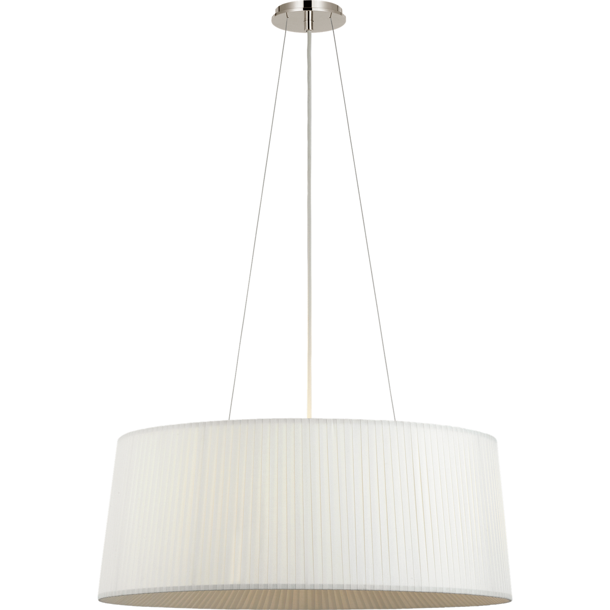 Barbara Barry Halo 27" Fabric Hanging Shade in Polished Nickel with Silk Wrapped Shade W27.25"