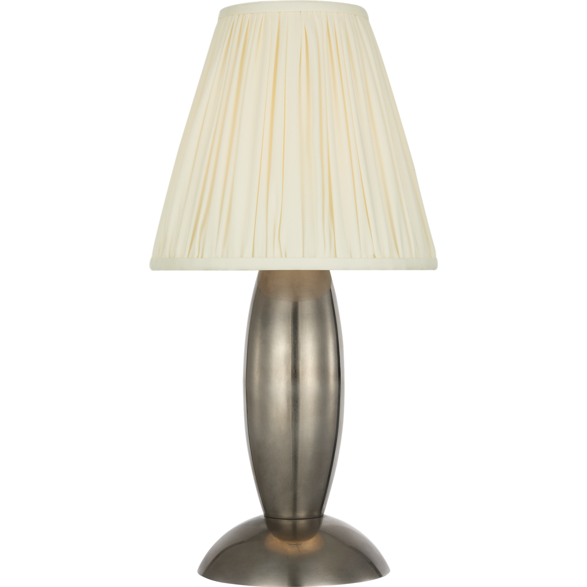 Chapman & Myers Lambert 14" Cordless Accent Lamp in Pewter with Silk Pleated Shade W7.25" x H14"