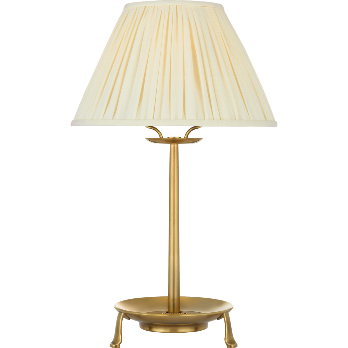 Chapman & Myers Lazlo 14" Cordless Accent Lamp in Antique-Burnished Brass with Silk Pleated Shade W8.5" x H14"