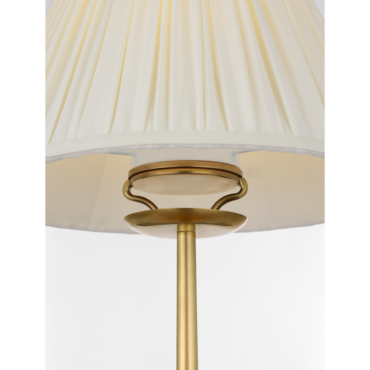 Chapman & Myers Lazlo 14" Cordless Accent Lamp in Antique-Burnished Brass with Silk Pleated Shade W8.5" x H14"