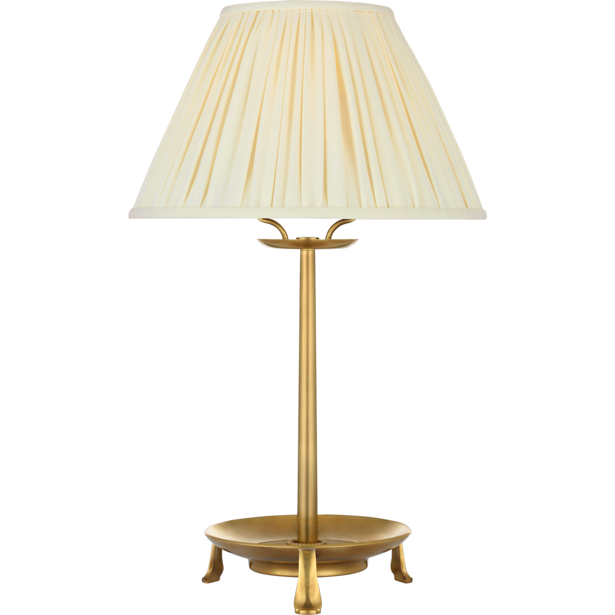 Chapman & Myers Lazlo 14" Cordless Accent Lamp in Antique-Burnished Brass with Silk Pleated Shade W8.5" x H14"