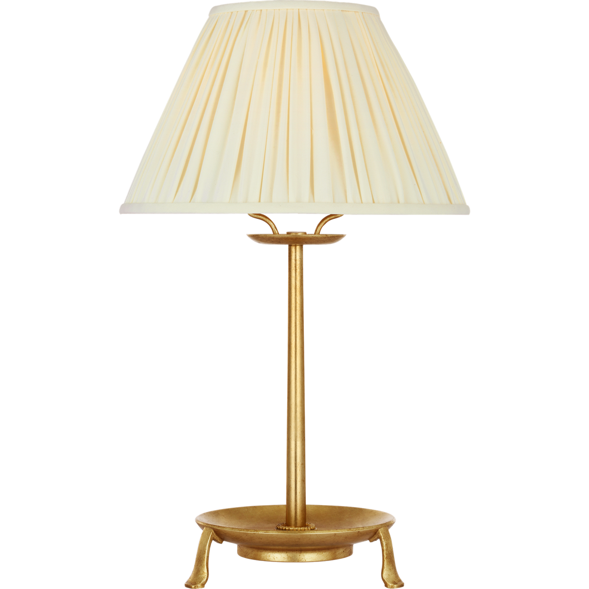 Chapman & Myers Lazlo 14" Cordless Accent Lamp in Gild with Silk Pleated Shade W8.5" x H14"