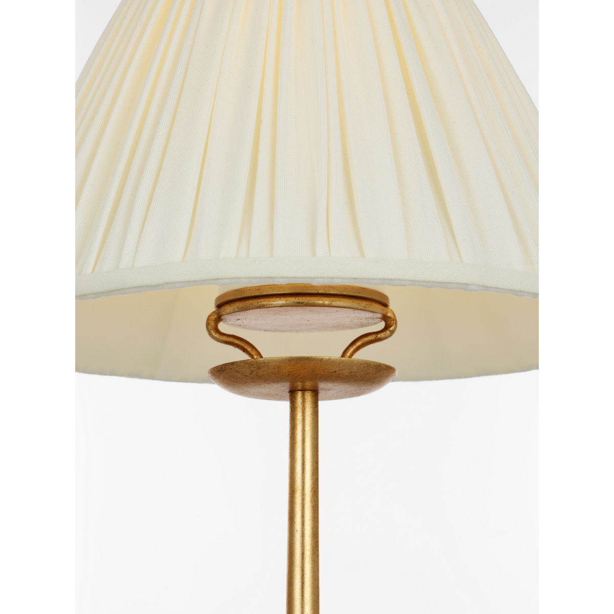 Chapman & Myers Lazlo 14" Cordless Accent Lamp in Gild with Silk Pleated Shade W8.5" x H14"