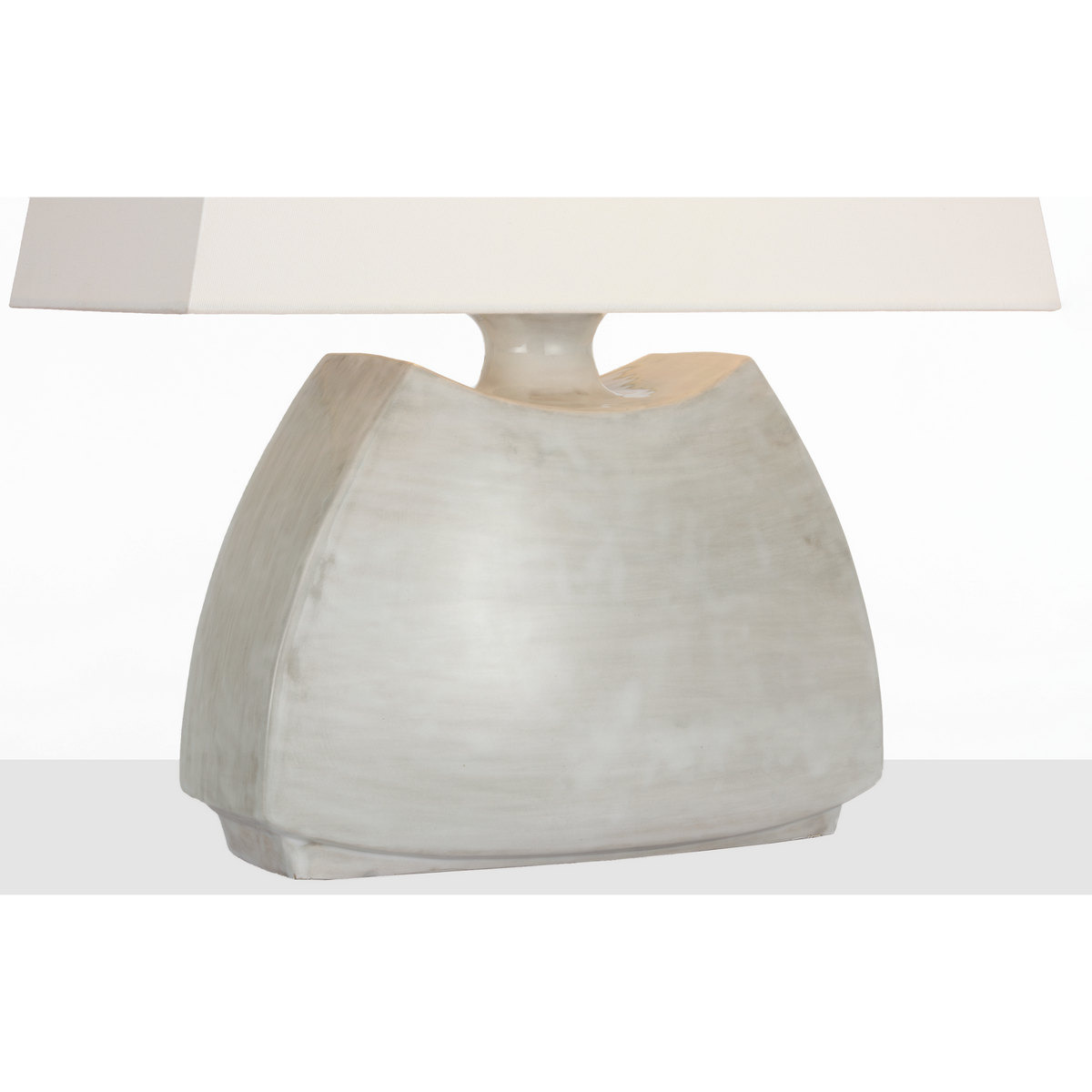 Chapman & Myers Emiko 21" Low Wide Table Lamp in Antiqued White with Linen Shade W17" x H20.5"