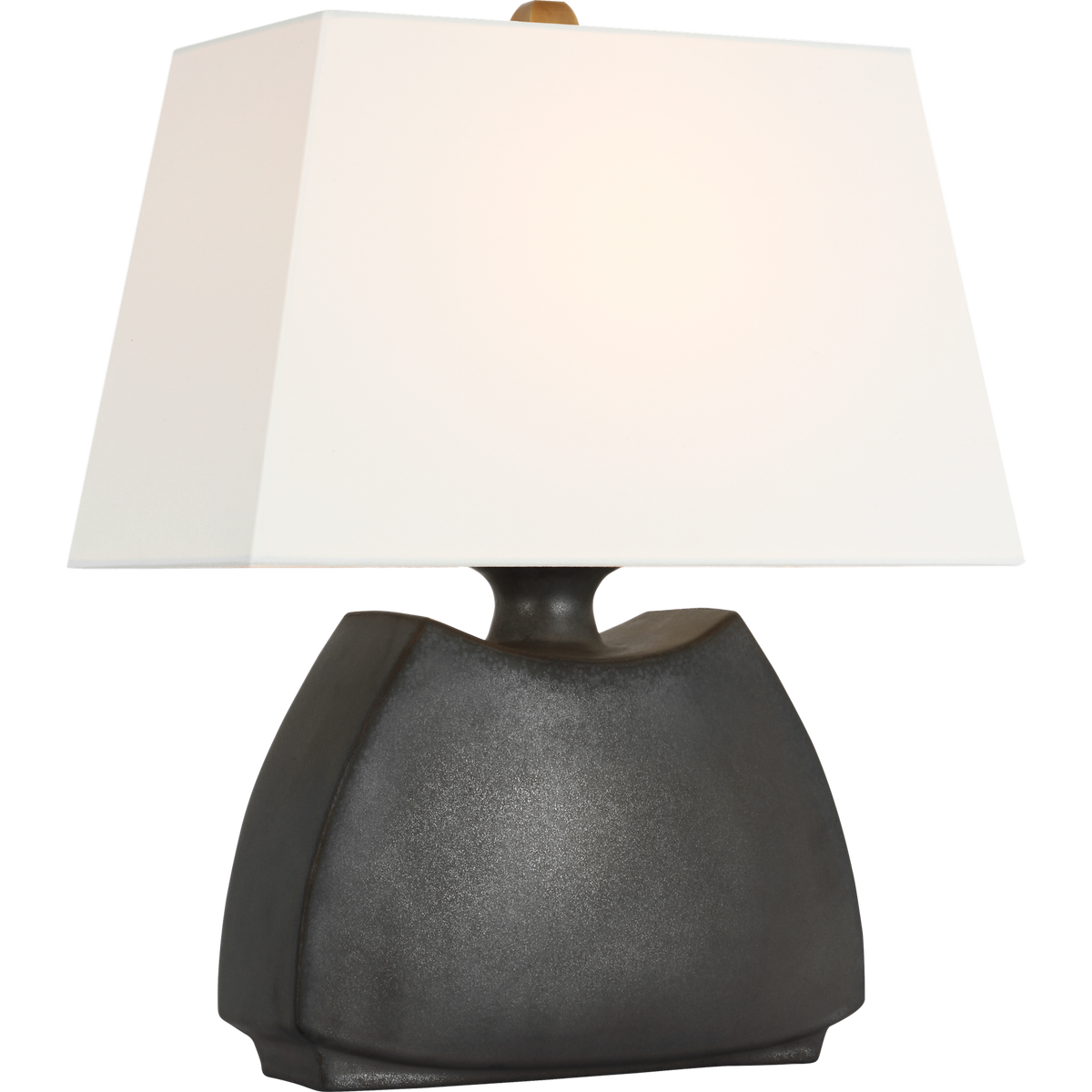 Chapman & Myers Emiko 21" Low Wide Table Lamp in Stained Black Metallic with Linen Shade W17" x H20.5"