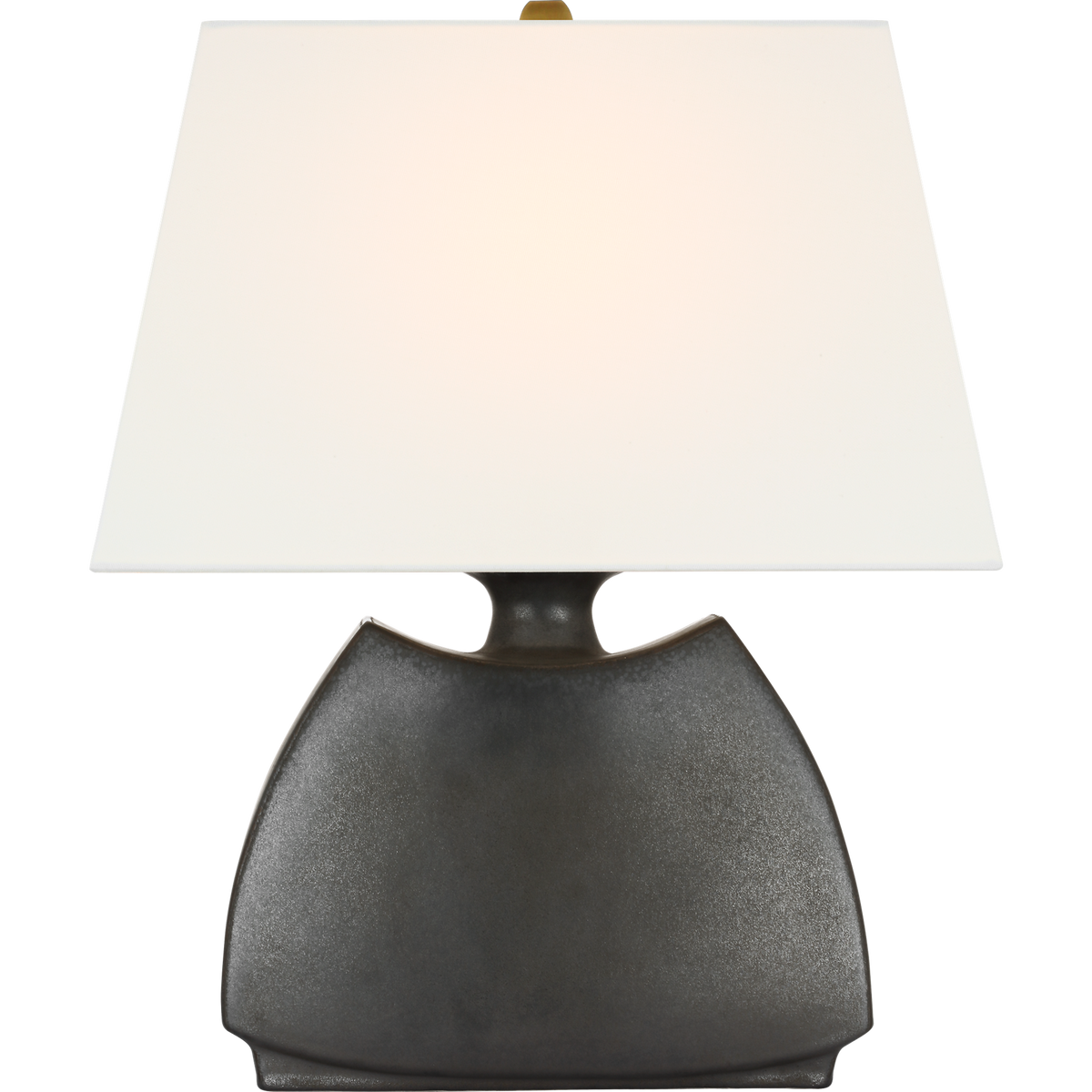 Chapman & Myers Emiko 21" Low Wide Table Lamp in Stained Black Metallic with Linen Shade W17" x H20.5"