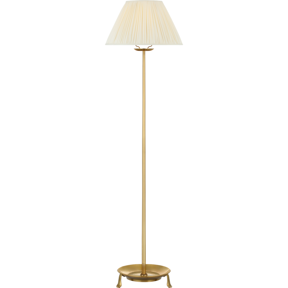 Chapman & Myers Lazlo 52" Cordless Floor Lamp in Antique-Burnished Brass with Silk Pleated Shade W14" x H52"