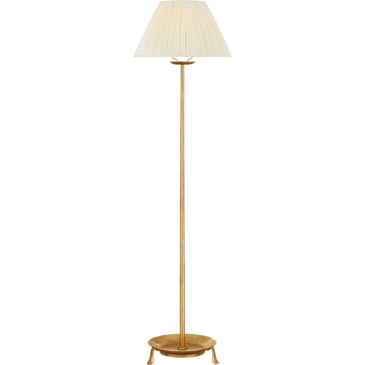 Chapman & Myers Lazlo 52" Cordless Floor Lamp in Gild with Silk Pleated Shade W14" x H52"