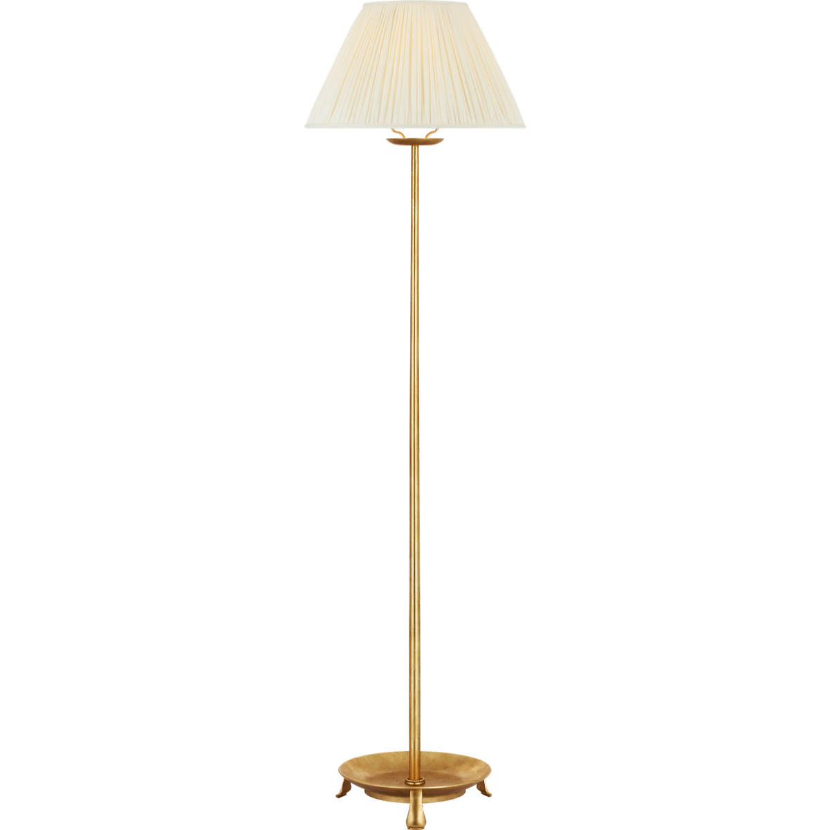 Chapman & Myers Lazlo 52" Cordless Floor Lamp in Gild with Silk Pleated Shade W14" x H52"