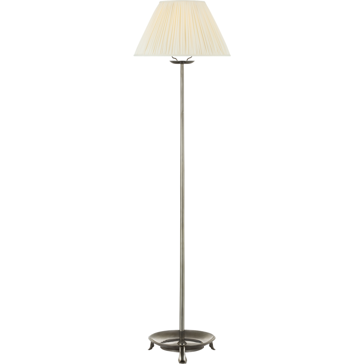 Chapman & Myers Lazlo 52" Cordless Floor Lamp in Pewter with Silk Pleated Shade W14" x H52"