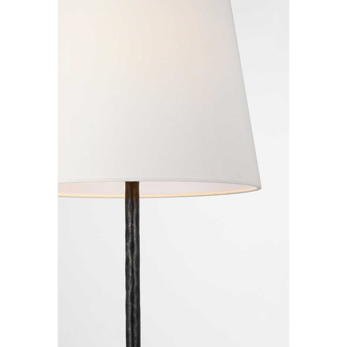 Chapman & Myers Iona 53" Sculpted Tripod Floor Lamp in Aged Iron with Linen Shade W15.5" x H53"